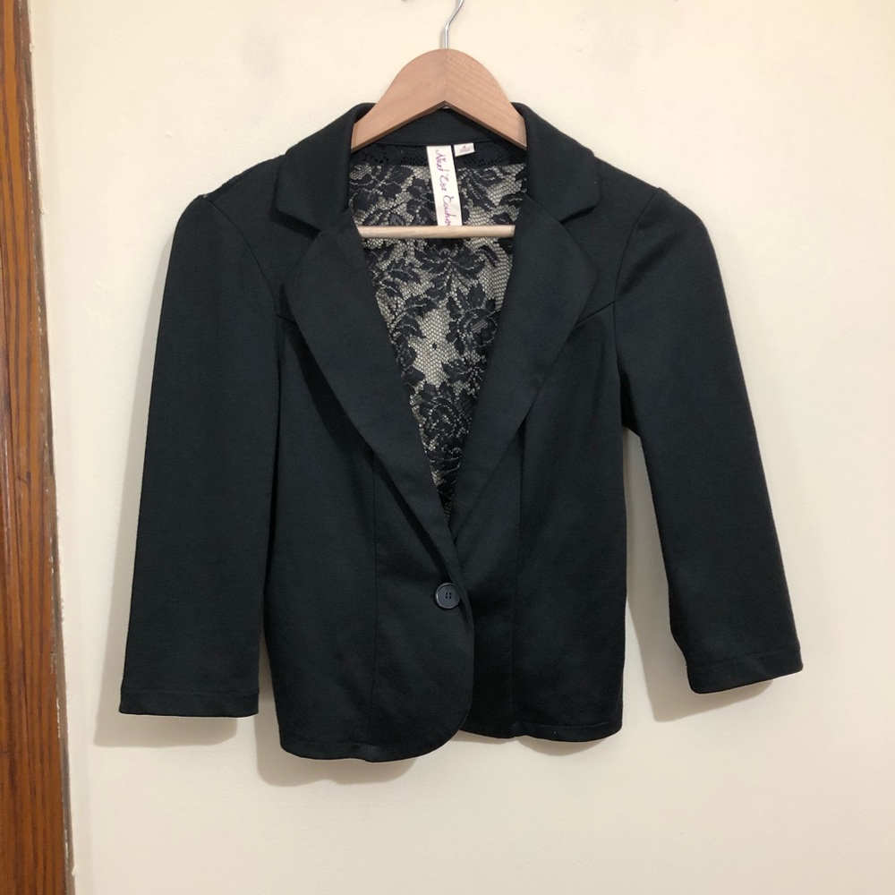 Next Era Couture Single Button Lace Back Blazer